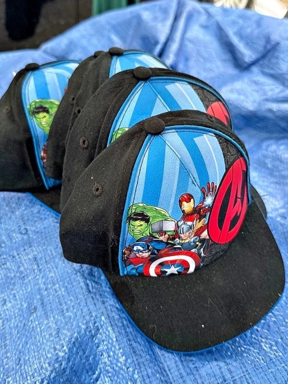 Bundle of 7 Marvel Avengers Kids Black & Blue Hat NWT